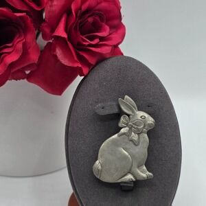 Seagull Pewter Bunny Rabbit Brooch Pin Bow Tie Canada Easter Spring Animal